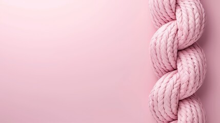   A pink rope against a pink background, providing a space for a message or image insertion - obrazy, fototapety, plakaty