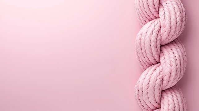   A pink rope against a pink background, providing a space for a message or image insertion