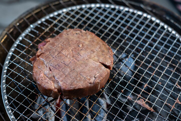 Meat on the charcoal grill