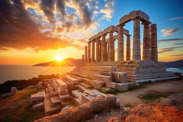 Greece outdoors sunset nature. - obrazy, fototapety, plakaty