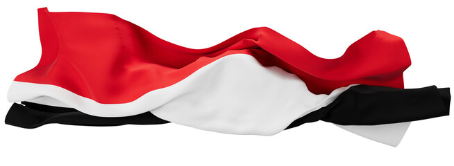 Bold Yemeni Flag Undulating in the Breeze on a Dark Backdrop