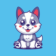 Cute cartoon husky dog mascot vector illustration