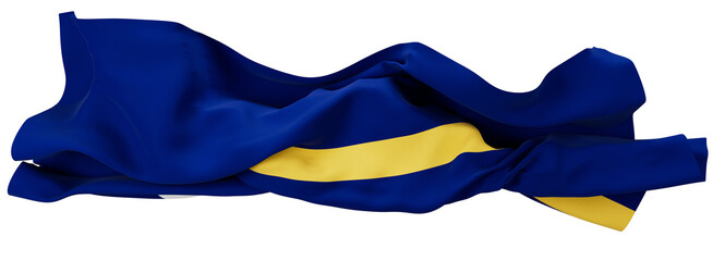 Elegantly Waving Nauru Flag with Deep Blue and Yellow Stripe