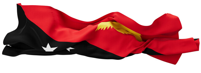 Striking Papua New Guinea Flag in Motion Against a Dark Background