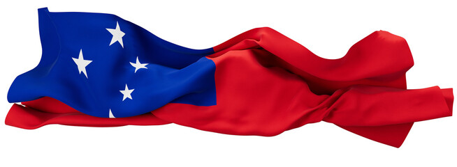 Proud Samoan Flag Waving With Dignity on a Mysterious Black Background