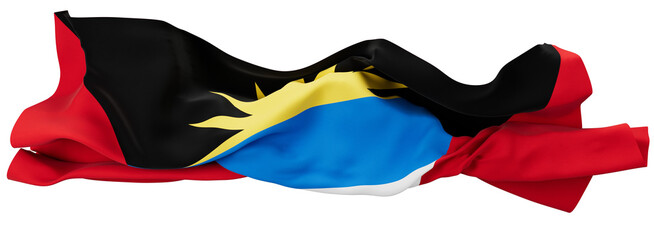 Striking Antigua and Barbuda Flag Flowing Boldly on a Black Background