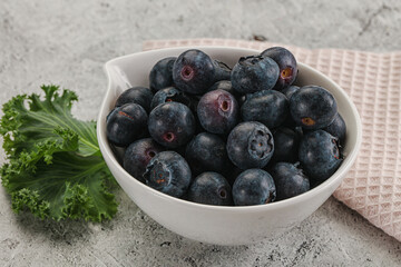 Sweet ripe blueberry on the bowl