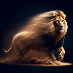 The lion shows off his beauty