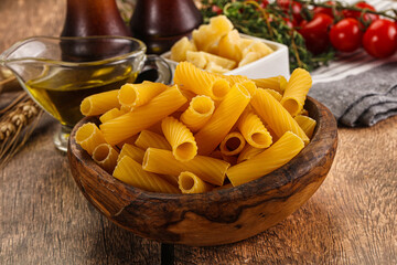 Italian cuisine - dry tortiglioni pasta