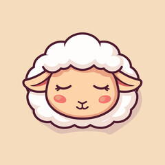Obraz premium Cute cartoon sheep sleeping simple flat vector illustration