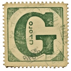 Vintage alphabet G postage stamp.