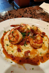 Delicious Shrimp and Grits Dish, Culinary World Tour, Food and Street Food