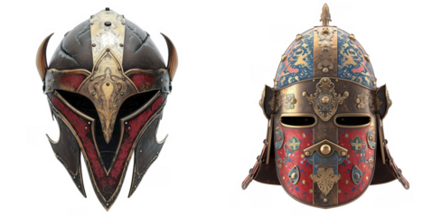 Fantasy warrior mask helmet isolated with no background
