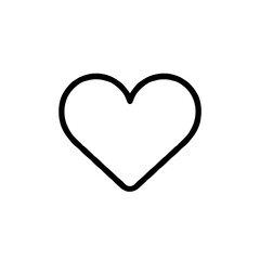 Vector Heart Icon, Simplified Black Line Art, Love and Health Concept