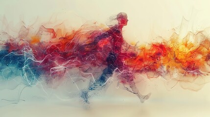 Fototapeta premium Modern Digital Human Figure in 3D Transparent Background, Futuristic Minimalist Design, Abstract Artwork with Diverse Colors, Illustrating Advanced Digital Imaging Technology