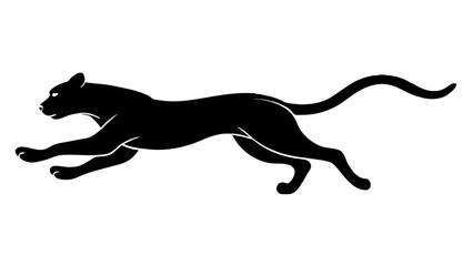 Minimalist Cheetah Silhouette Graceful Jump on White Background