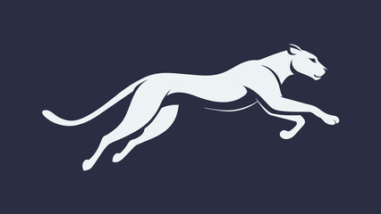 Minimalist Cheetah Silhouette Graceful Jump on White Background © Dream