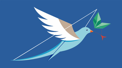 A kite in the shape of a dove symbolizing peace and freedom.. Vector illustration - obrazy, fototapety, plakaty