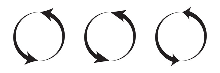 circle arrow icon set. circular arrow icon, refresh, reload arrow icon symbol sign, vector illustration