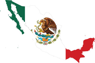 Map of Mexico with national flag
