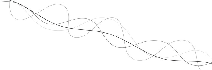 Abstract grey wave lines on transparent background. Technology, data science, geometric border pattern. Isolated on white background. Vector illustration.