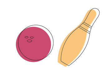 bowling icon, strike ball in skittles, explosion bowl, play game concept, thin line symbol 