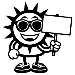 Summer Sun Cartoon silhouette vector illustration 