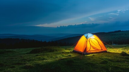 Peaceful camping under twilight sky