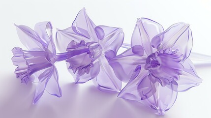 Elegant purple daffodils on a white background. The perfect image for a spring or summer day.