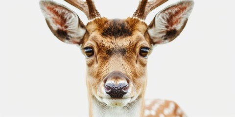 Deer close-up on a white background. Wild animals. Generative AI