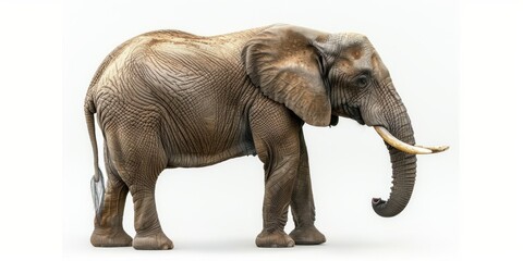 Side view of Elephant head on white background with clipping path. Generative AI