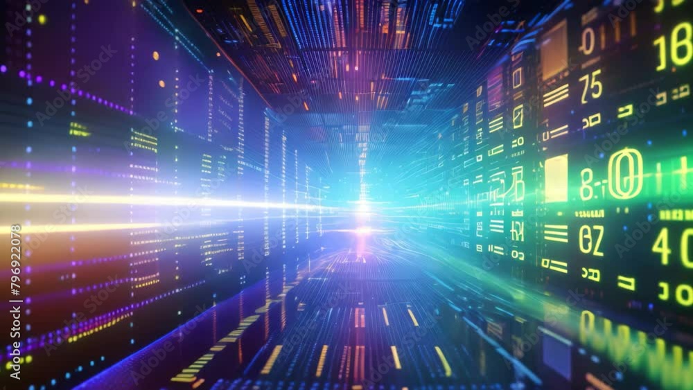 Leinwandbilder abstract background with binary code in cyberspace, 3d render, digital binary code and ai algorithms