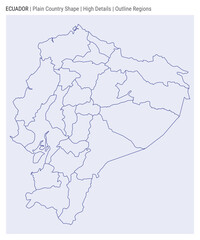 Ecuador plain country map. High Details. Outline Regions style. Shape of Ecuador. Vector illustration.