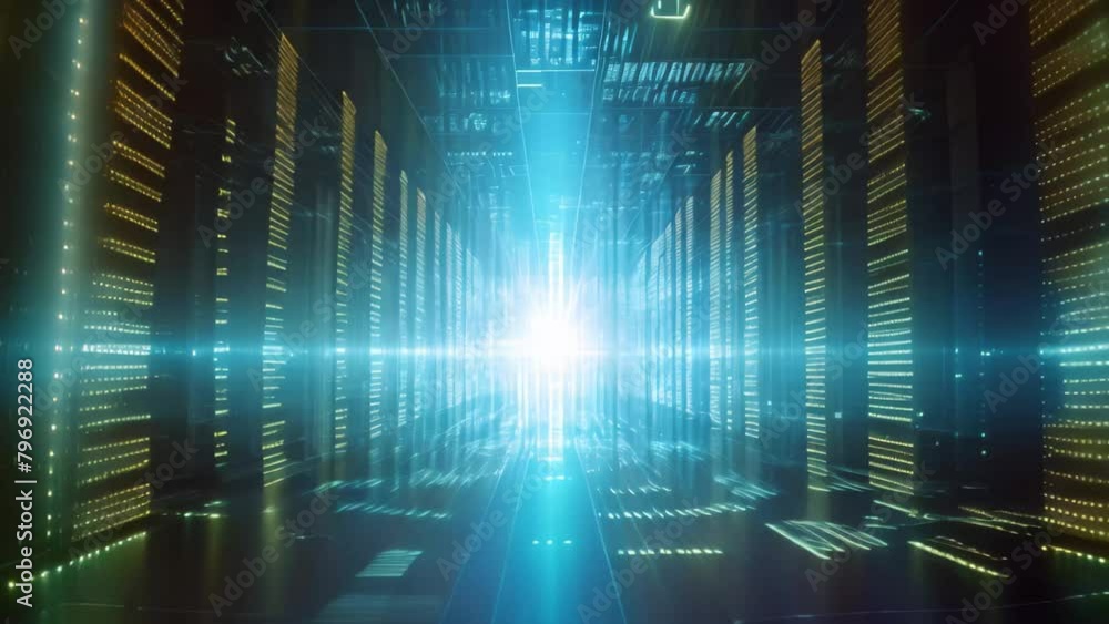 Leinwandbilder futuristic technological background with binary code. 3d rendering, digital binary code and ai algor