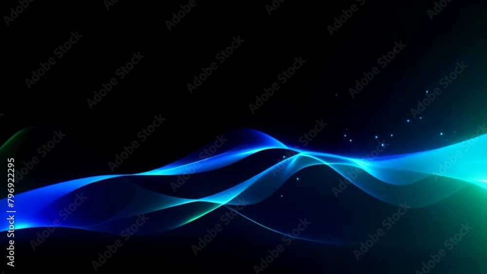 Poster abstract background with blue and green waves. vector, digital wave wallpaper against a black backgr