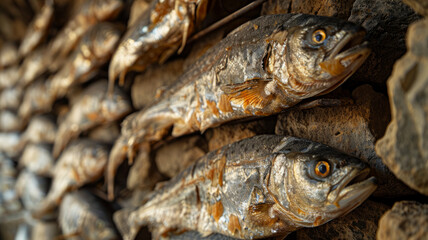 Dried fish on display