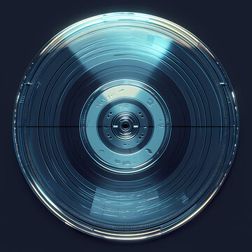 High-Quality Image of a Blue Vinyl Record on a Turntable with Artistic Album Cover Design