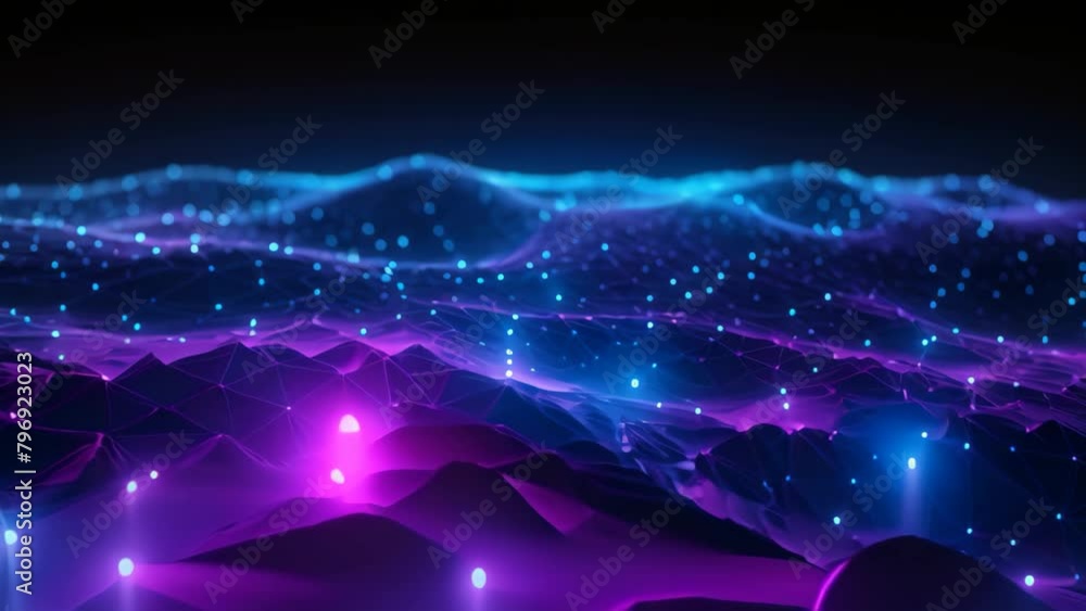 Wall mural abstract digital background. big data visualization. network connection structure. 3d rendering, fut