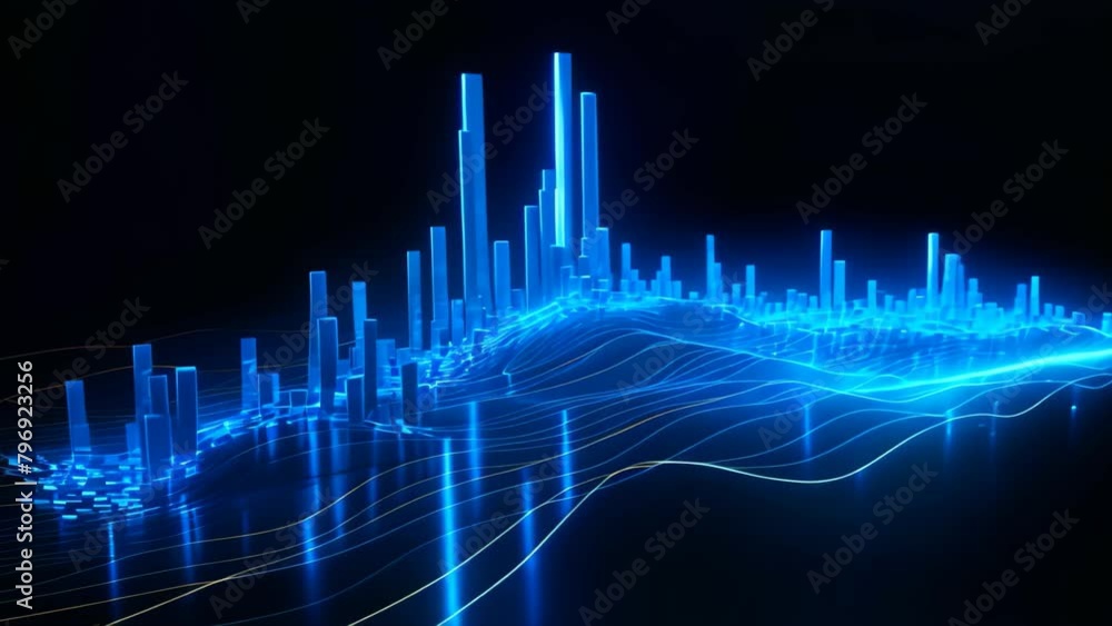 Poster futuristic technology interface with glowing lines and dots. vector illustration, glowing blue lines
