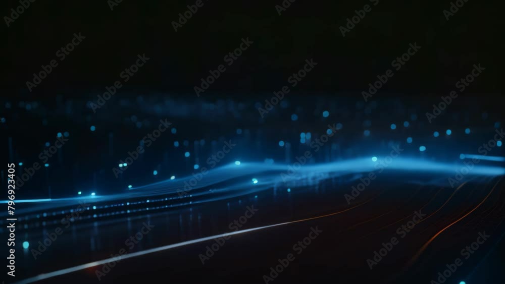 Poster abstract technology background with glowing lines and bokeh. vector illustration, glowing blue lines