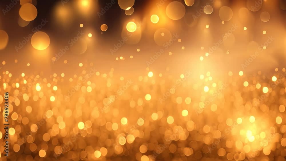 Poster abstract golden bokeh background. christmas and new year concept, gold fireworks vector background w