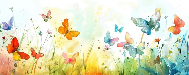 Every flutter of a butterfly s wing stirs the air in the playful, colorful garden, kawaii water color