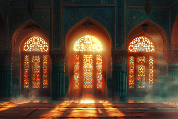 Muharram Greeting Card Background, Generative AI