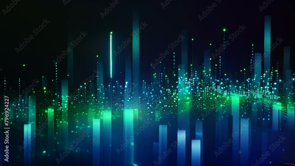 Poster abstract technology background with blue and green lights. vector illustration, modern technology wa