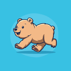 Cute bear simple flat style vector illustration
