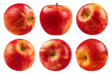 Apples isolated set. Collection of red apple on a transparent background, from different angles.