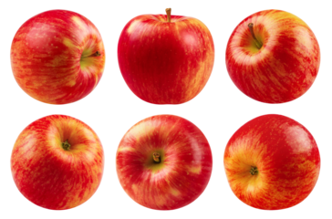 Apples isolated set. Collection of red apple on a transparent background, from different angles.