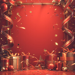 Vibrant Holiday Celebration Backdrop for Gifts and Presents