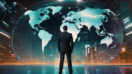 Rear view of young businessman standing in server room with world map, Little girl and donkey in the field at sunset. Happy childhood concept, Side view of cute girl kissing donkey - Powered by Adobe