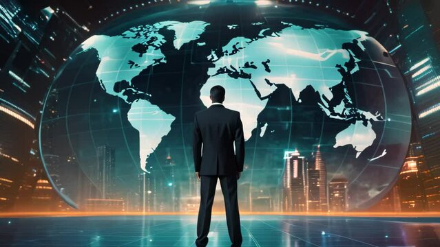 Rear view of young businessman standing in server room with world map, Little girl and donkey in the field at sunset. Happy childhood concept, Side view of cute girl kissing donkey - Powered by Adobe